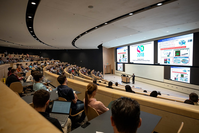 wide angle shot of modern lecture hall
